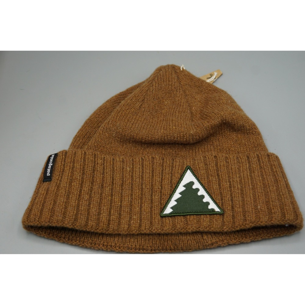 Patagonia Brodeo Beanie Brown Recycled Wool Blend Mountain Patch Hat